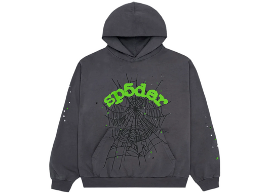 Sp5der Wait Web Hoodie Slate Grey Men's - SS23